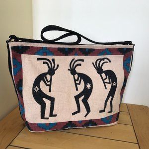 El Paso Saddleblanket Co Shoulder Tote Bag Woven Cotton Kokopelli Flute Design